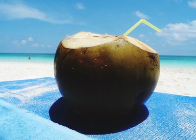 Scenic view of sea against blue sky