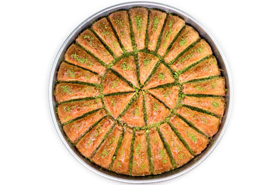 Directly above shot of lemon slice against white background