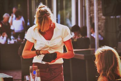 Woman looking at camera