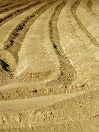 Tire tracks on sand