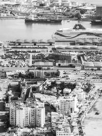 High angle view of buildings in city