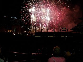 Firework display at night