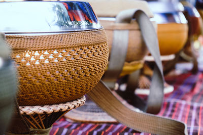 Close-up of wicker basket