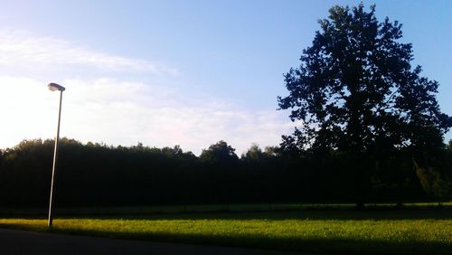 Scenic view of field against sky at sunset