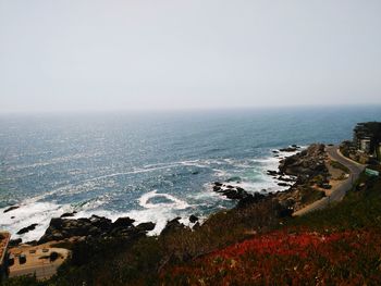 Scenic view of sea against clear sky