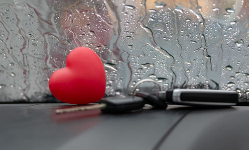 Close-up of water drops on glass window