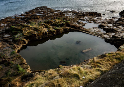 High angle view of beach