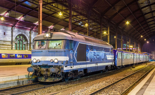 Train at railroad station platform