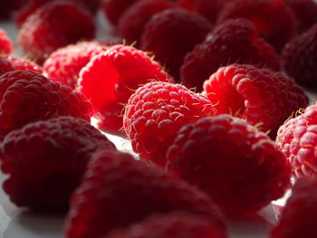 Raspberries on a white background