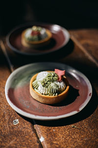 Close-up of food in plate on table