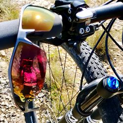 Close-up of bicycle on road