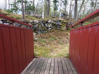 Wooden structure against trees