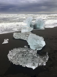 Scenic view of sea against sky during winter