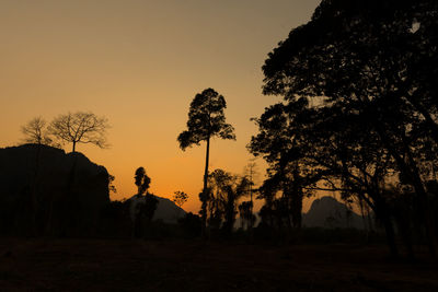 Silhouette trees against sky during sunset