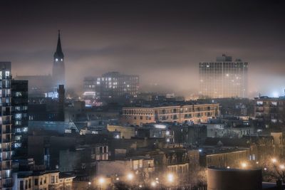 Illuminated city at night