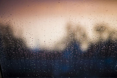 Full frame shot of raindrops on glass window