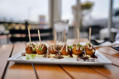 Close-up of food on table