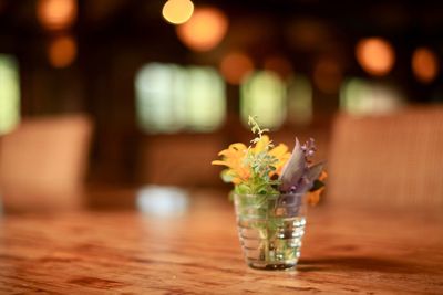 Close-up of glass vase on table