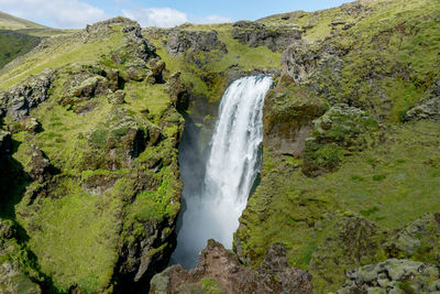 Scenic view of waterfall