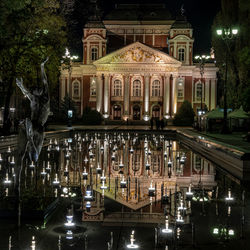 Theater and light mirror in the night