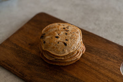 High angle view of cookies on table