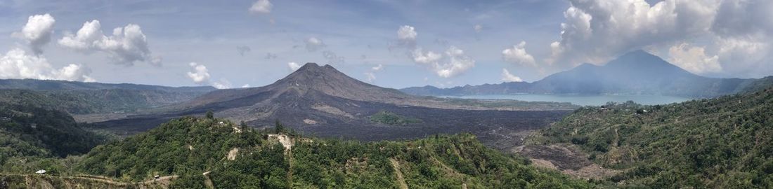 Panoramic view of landscape and mountains against sky