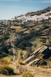 High angle view of village