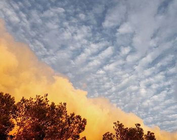 Low angle view of cloudy sky at sunset