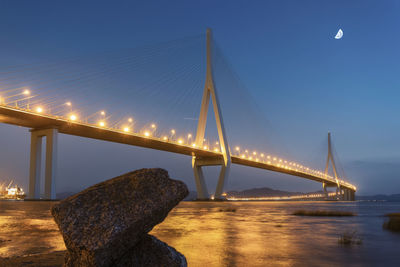 View of suspension bridge at night