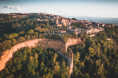 High angle view of townscape against sky