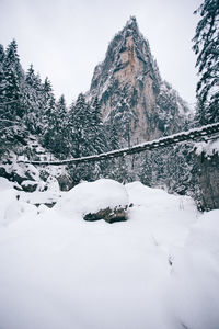 Snow covered mountain against sky