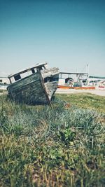 View of field against clear sky
