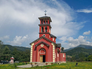 Traditional building against sky, old church in montenegro 