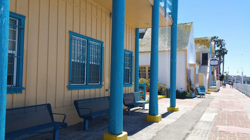 Panoramic shot of buildings against blue sky