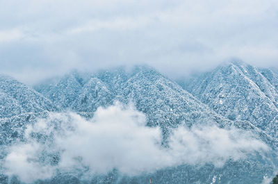 Snow covers mountains during the first snowfall in sapa