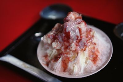 Close-up of ice cream in plate