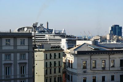 View of cityscape against clear sky