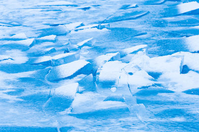 Close-up of frozen water