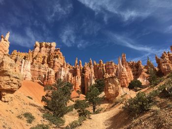 Panoramic view of rock formations against sky