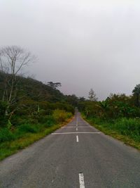 Empty road along landscape and against sky