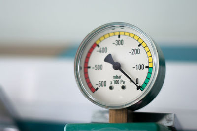 Close-up of pressure gauge