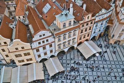 High angle view of buildings in city