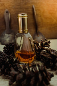 Close-up of wineglass on table