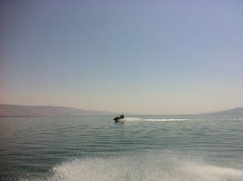 Scenic view of sea against clear sky