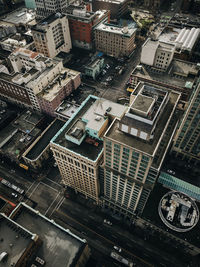 High angle view of street amidst buildings in city