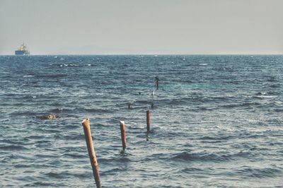 Scenic view of sea against clear sky