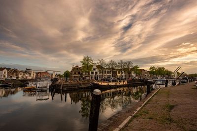 Scenic view of river against sky during sunset