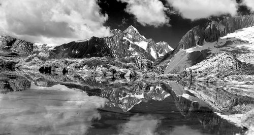 Scenic view of lake against sky during winter