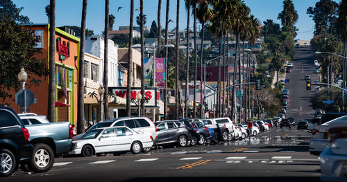 Cars on street in city