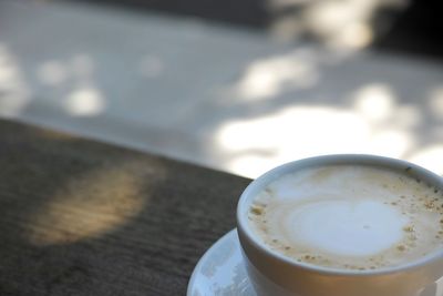 High angle view of coffee on table